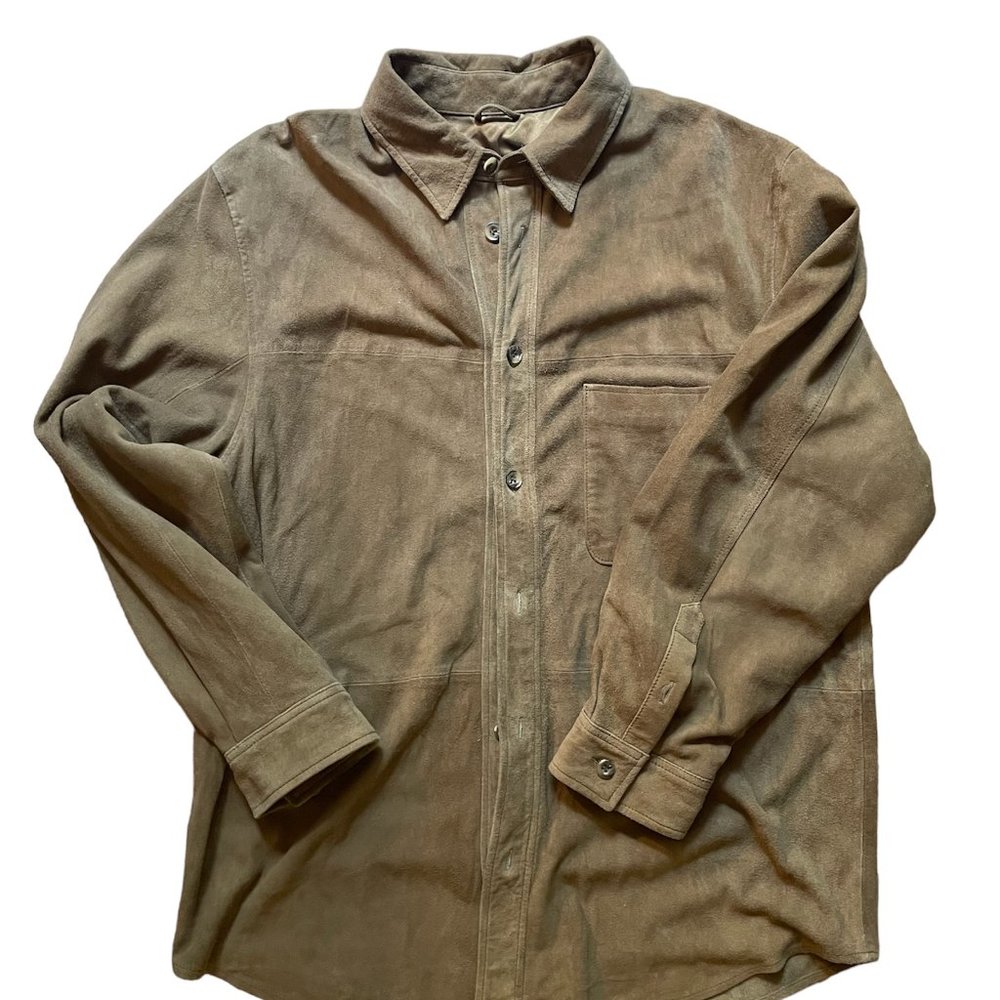 Suede Real Leather Shacket Button down
